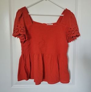 Women's XL red peplum Madewell shirt